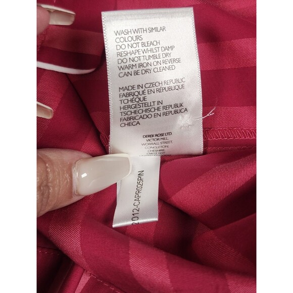 DEREK ROSE London PYJAMA Set Womens Size LARGE PINK Striped Cotton NWT MSRP $345 - Picture 8 of 9